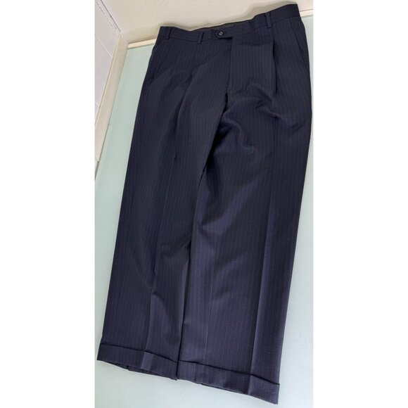 VTG Burberry 2 Piece Suit 42R Blazer 36X30 Pants Ventless Pinstripe USA Made - Picture 3 of 16